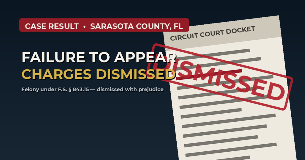 Sarasota felony failure to appear dismissed after clerical error and defective notice