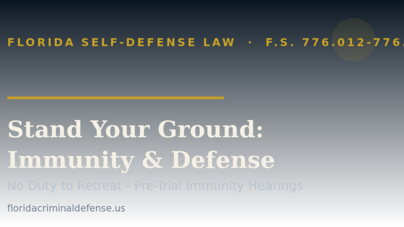 Florida Stand Your Ground law guide covering immunity hearings, the burden shift, and self-defense strategy
