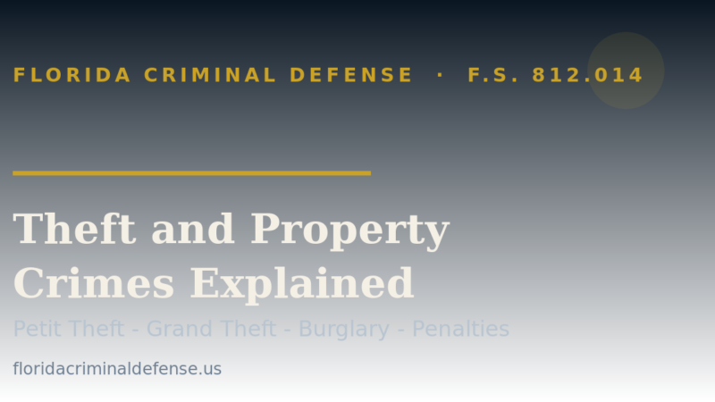 Florida theft and property crimes guide covering grand theft, burglary, and penalties under F.S. 812.014